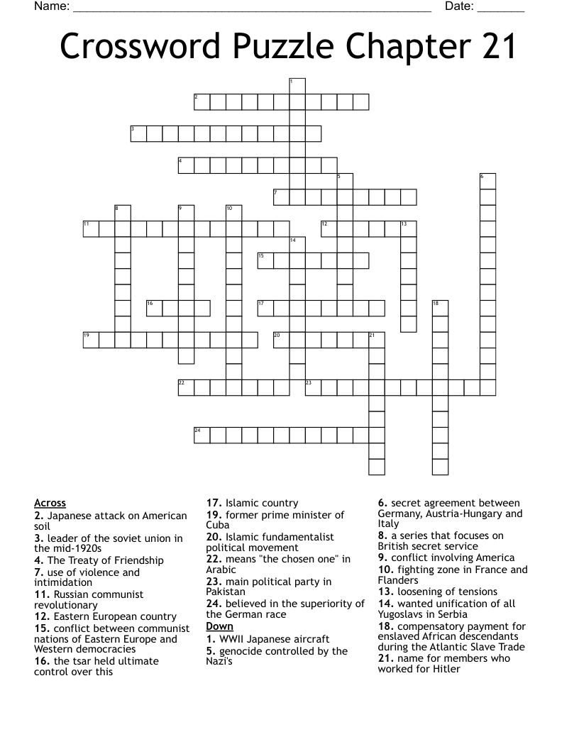 Crossword Puzzle Chapter 21 WordMint