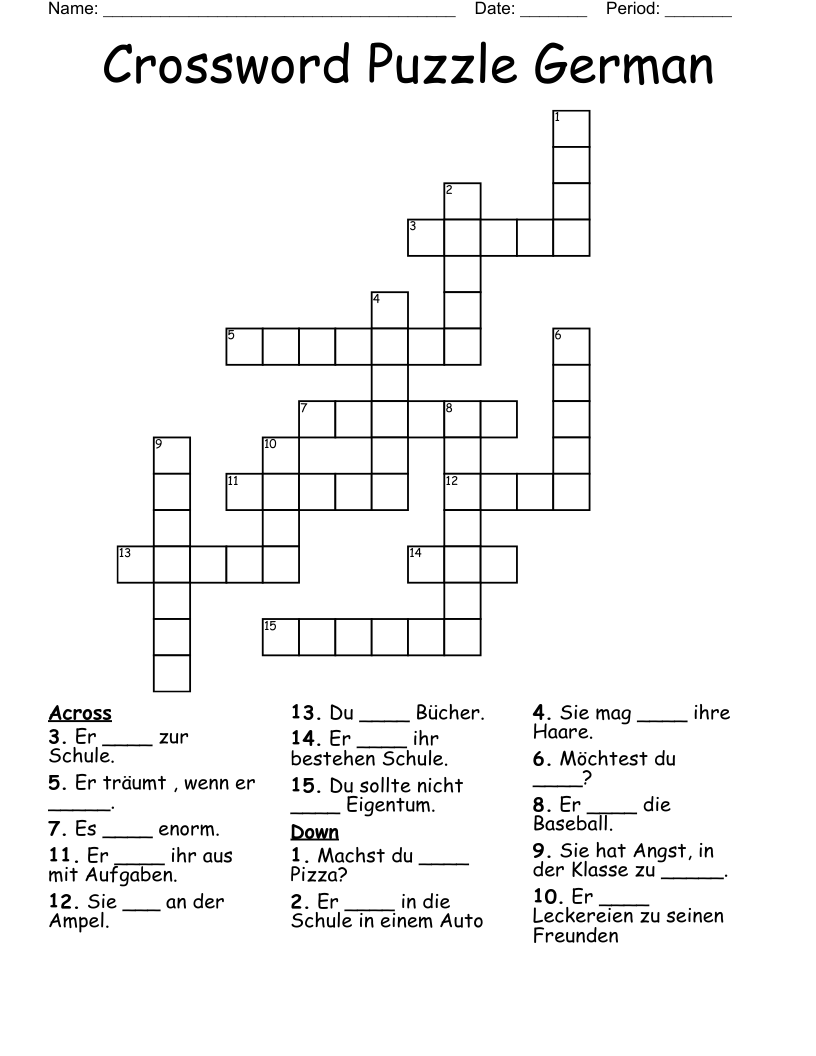 Crossword Puzzle German WordMint(06)
