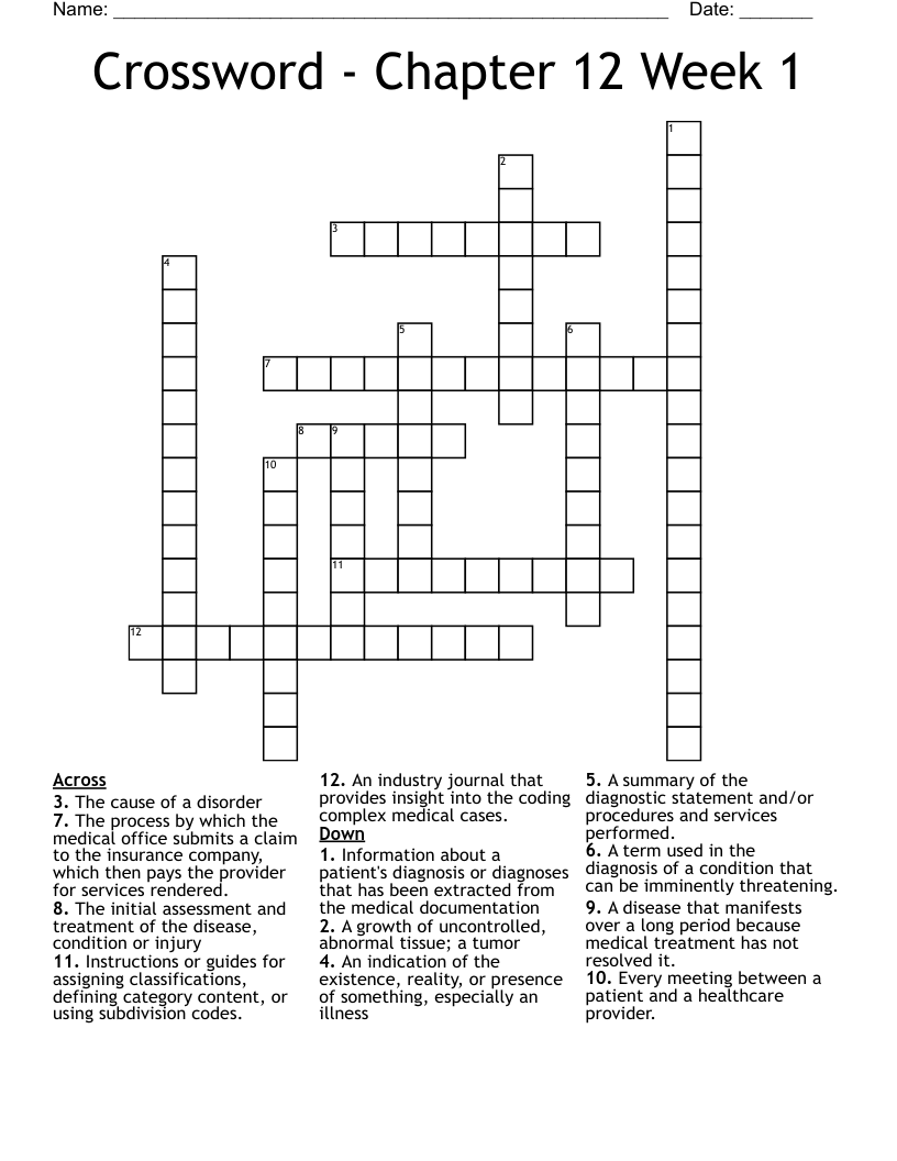 Crossword Chapter 12 Week 1 WordMint