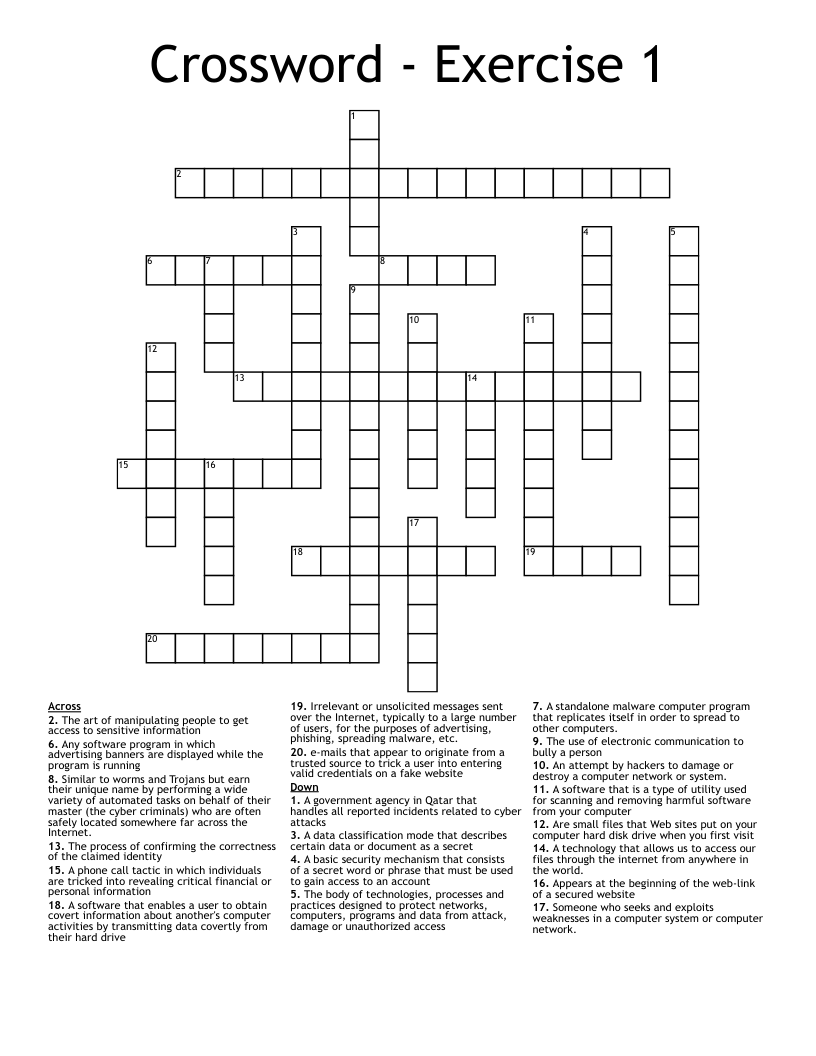 Cyber Security Crossword WordMint