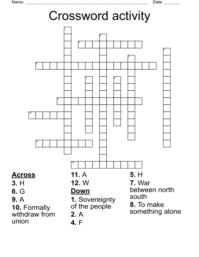Crossword activity WordMint