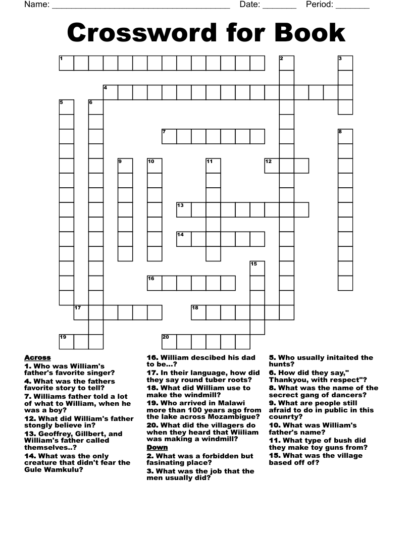 Crossword for Book WordMint