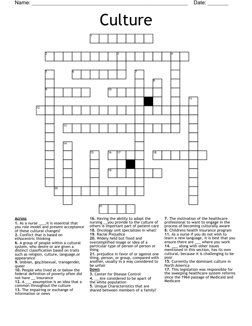 Culture Crossword WordMint