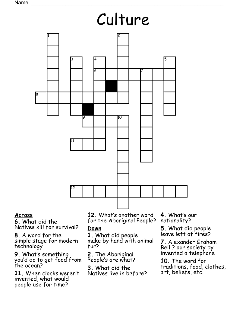 Culture Crossword WordMint