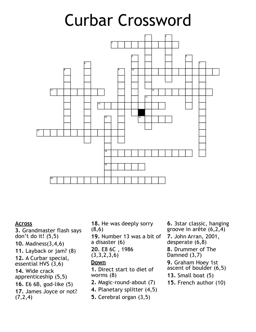 Curbar Crossword WordMint