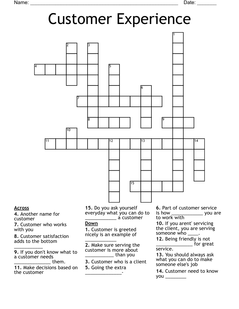 Customer Experience Crossword WordMint