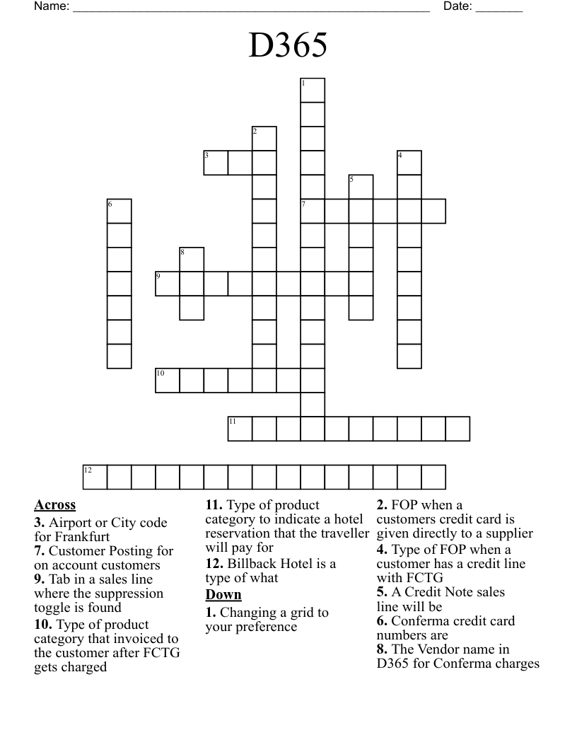D365 Crossword WordMint
