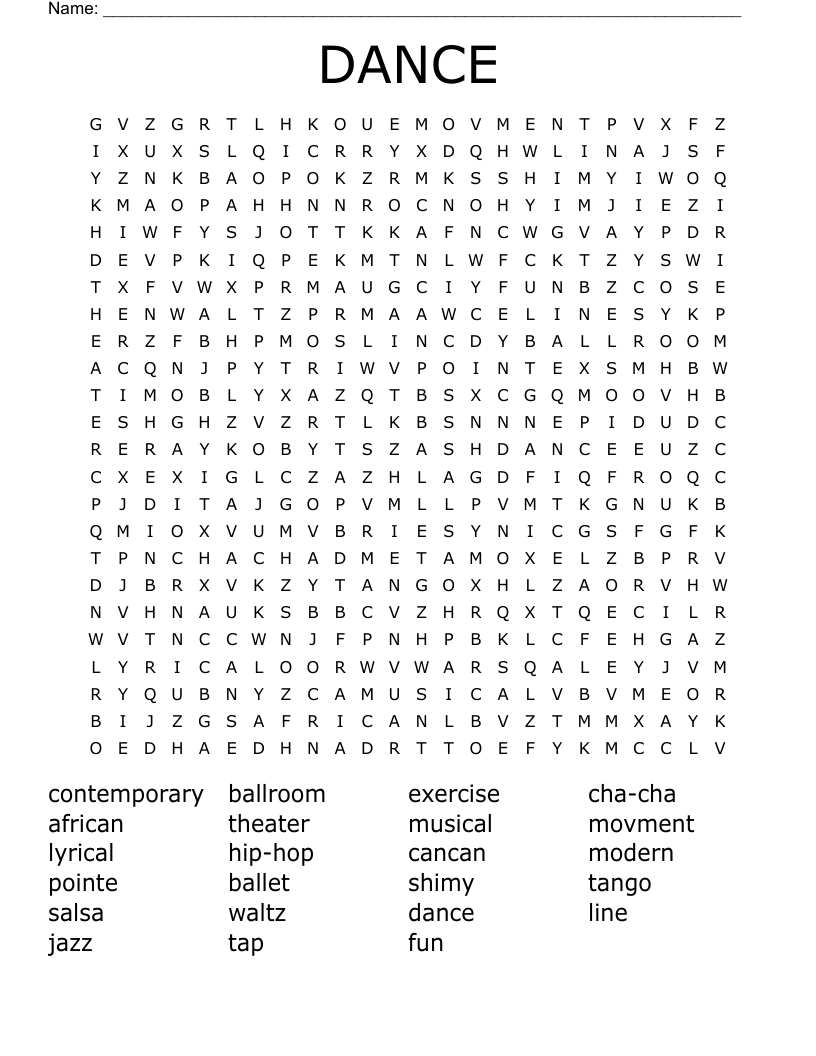styles of dance Word Search WordMint