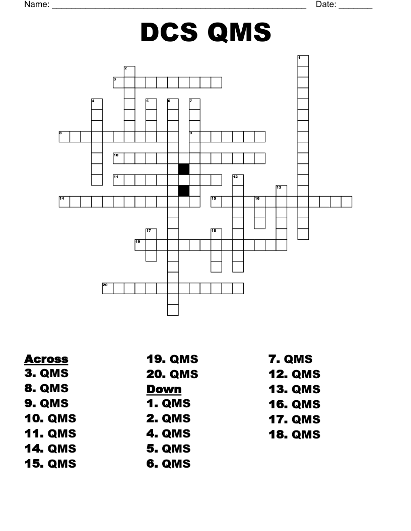 DCS QMS Crossword WordMint