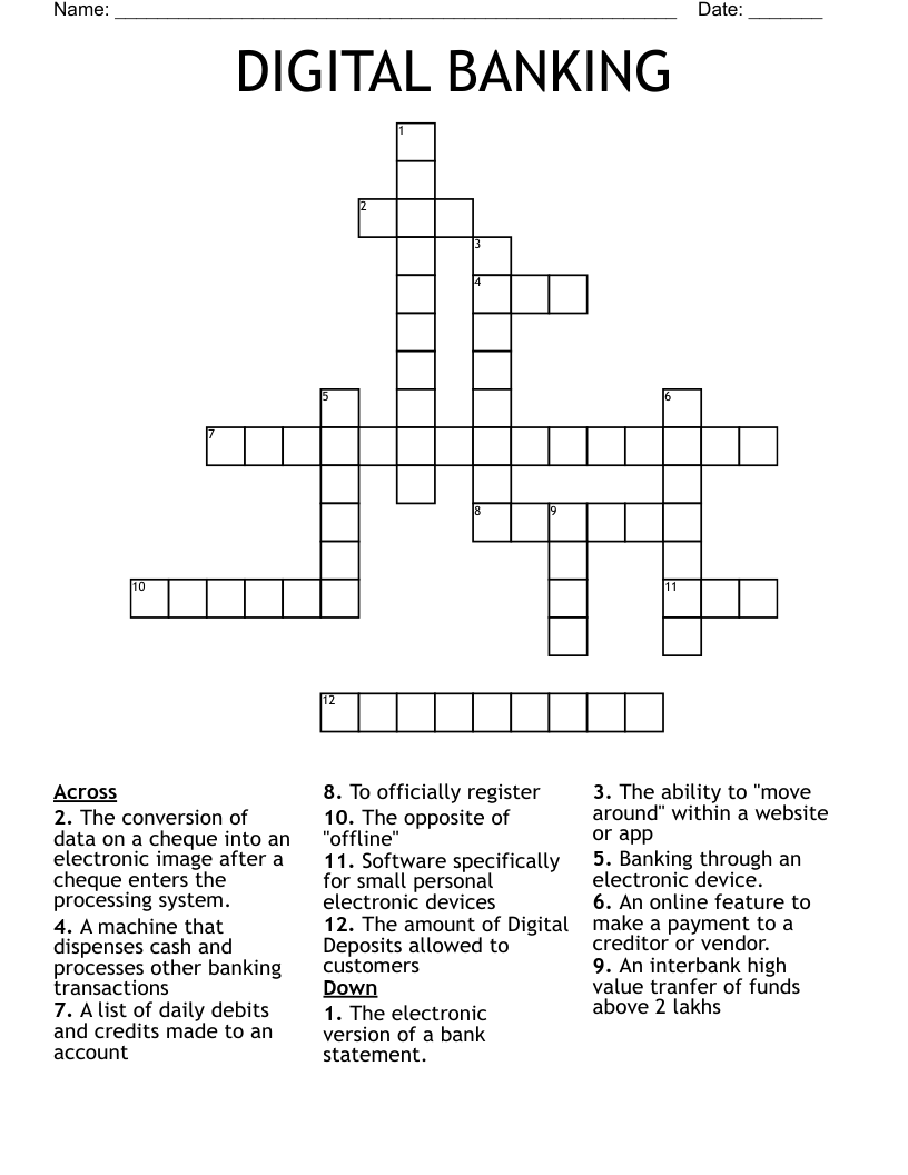 DIGITAL BANKING Crossword WordMint