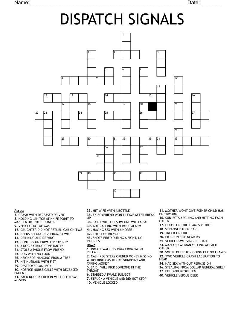 DISPATCH SIGNALS Crossword WordMint