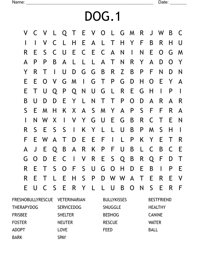 DOG.1 Word Search WordMint