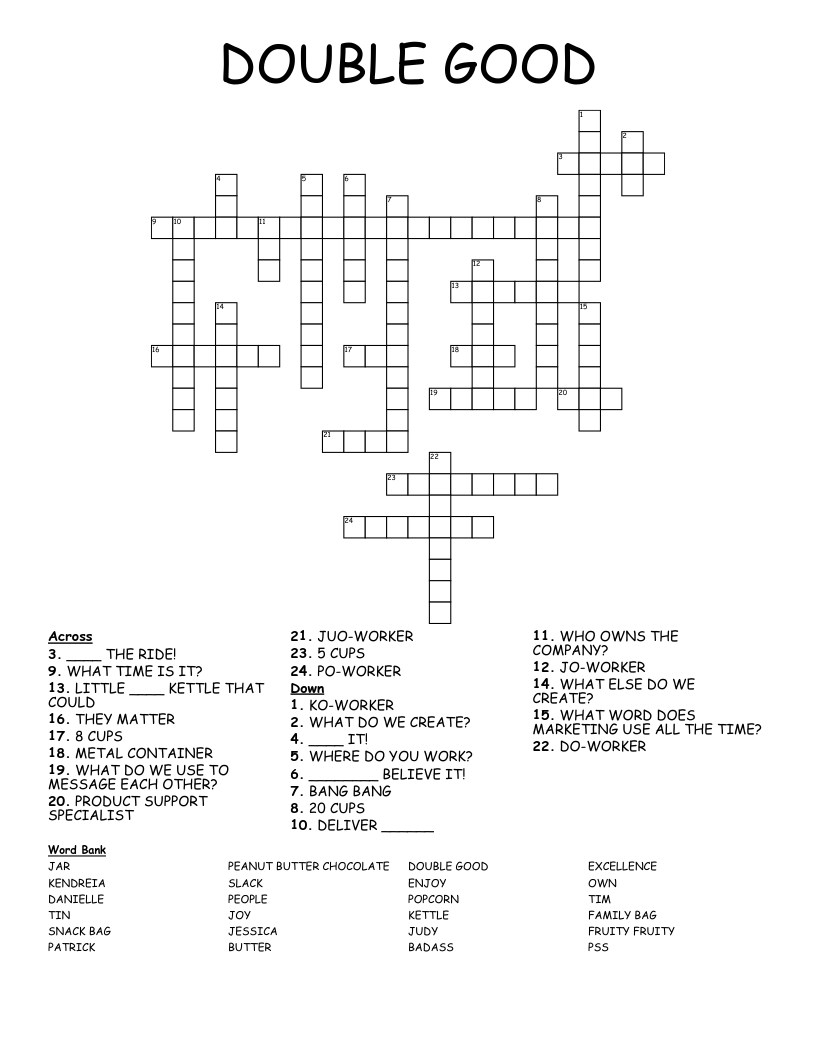 DOUBLE GOOD Crossword WordMint