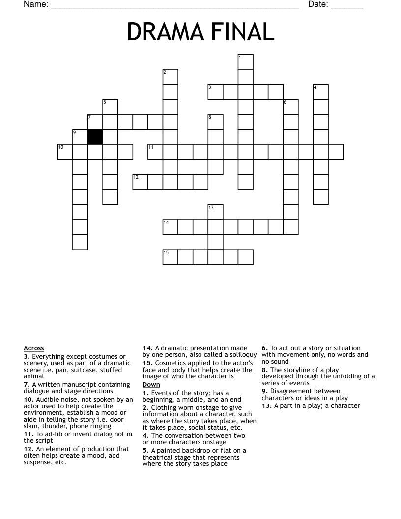 DRAMA FINAL Crossword WordMint