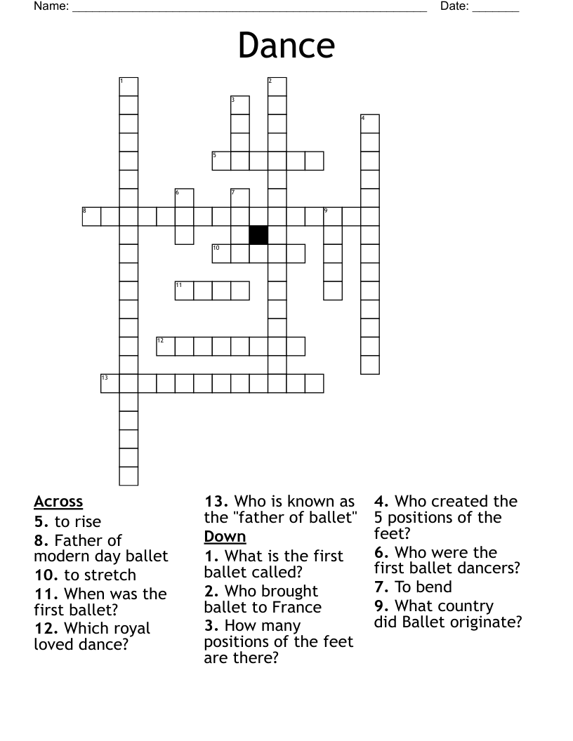 Dance Crossword WordMint