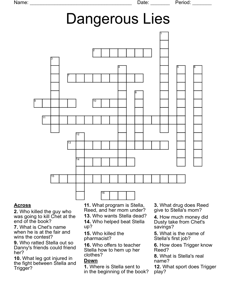 Dangerous Lies Crossword WordMint