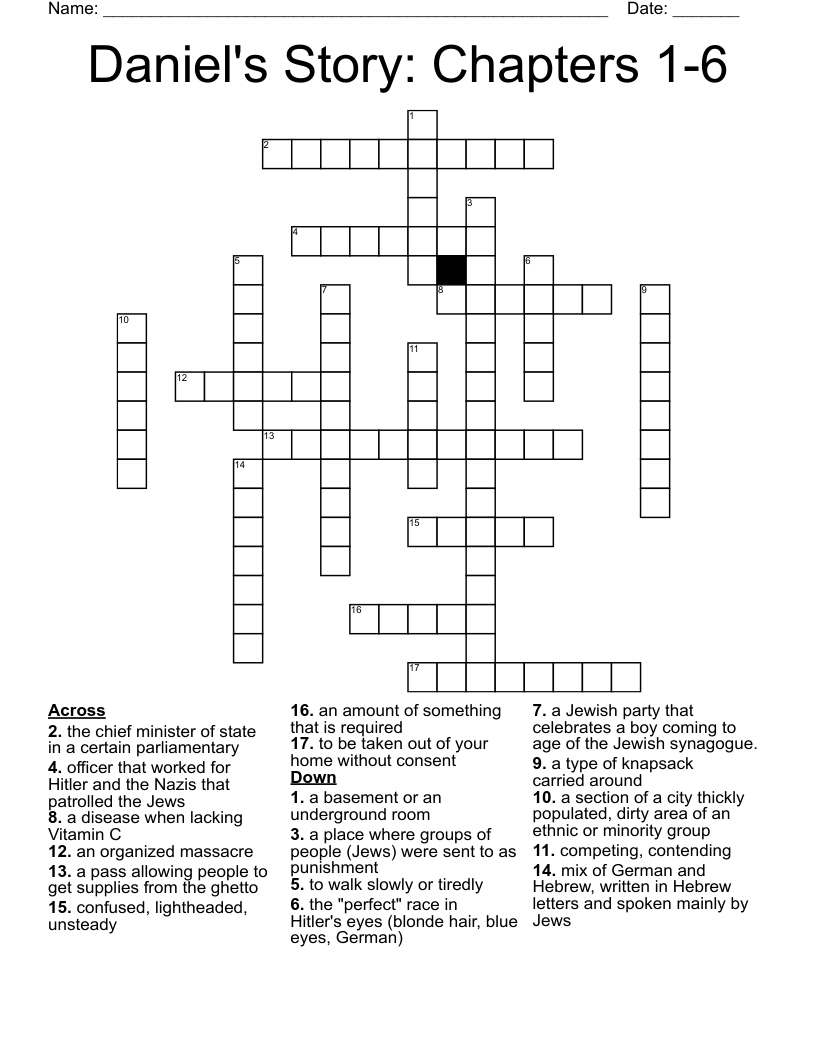 Daniel's Story Chapters 16 Crossword WordMint