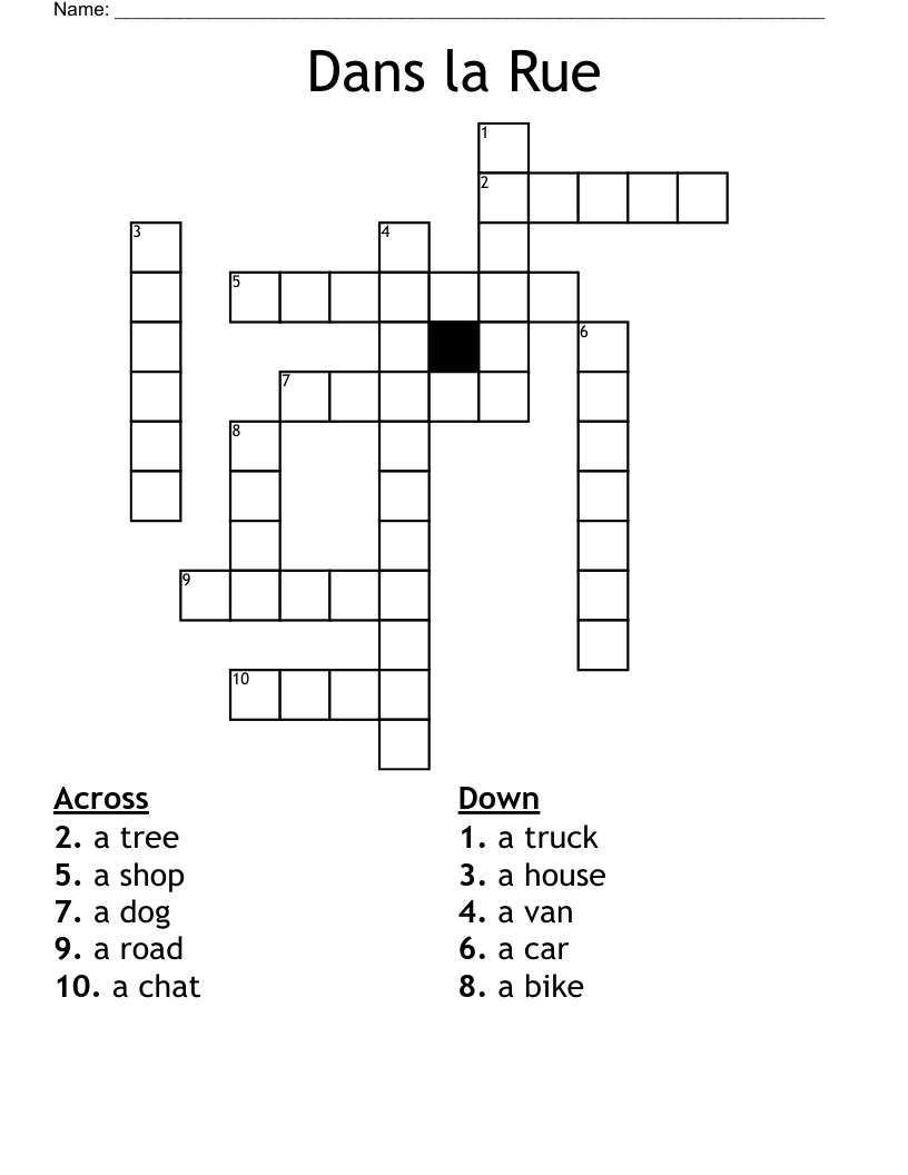 Dans la Rue Crossword WordMint