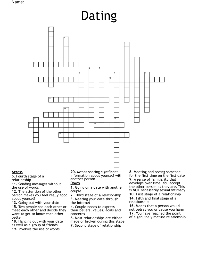 Dating Crossword WordMint