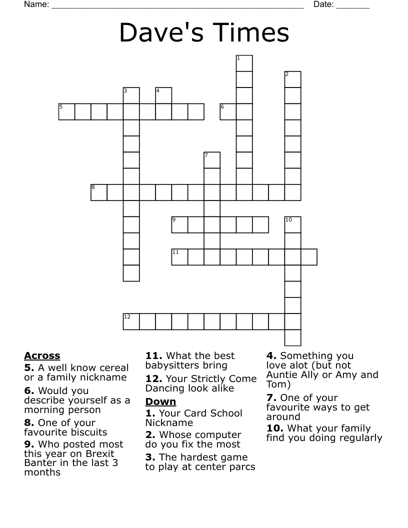 Dave's Times Crossword WordMint