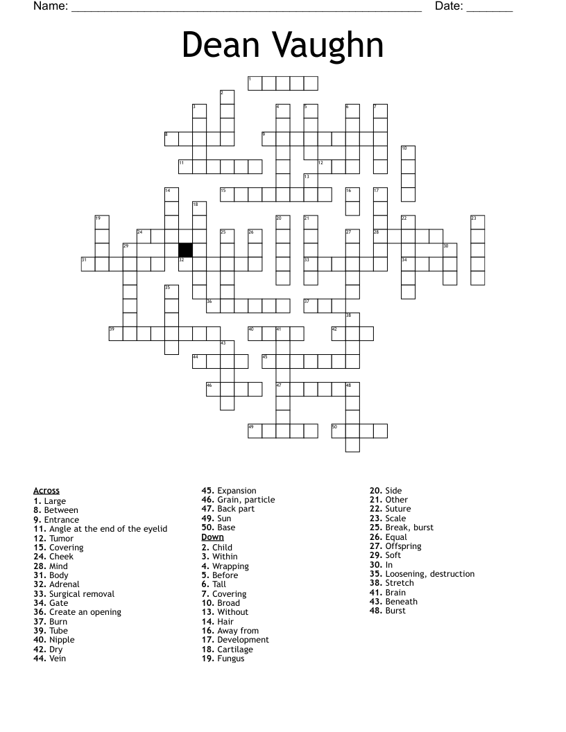 Similar to Medical Terms Lesson 11 Crossword WordMint