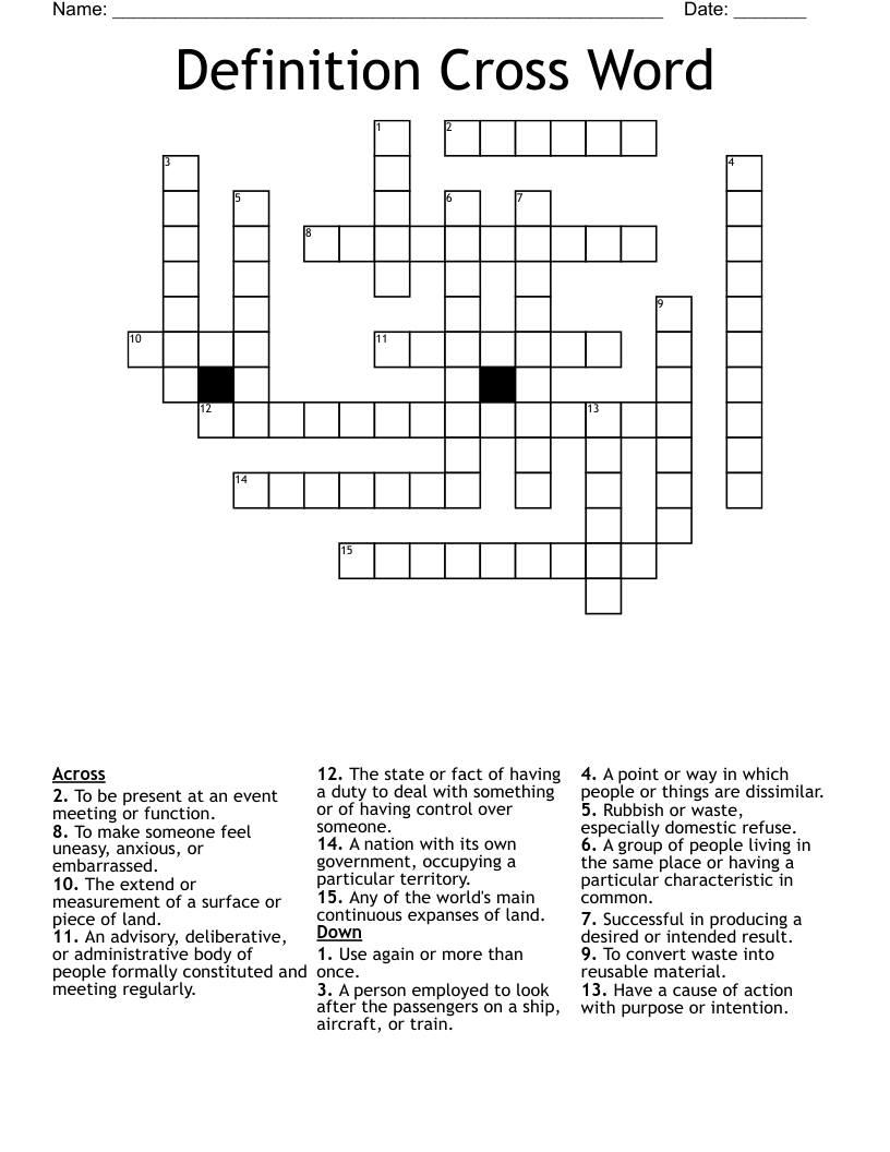 Definition Cross Word - WordMint