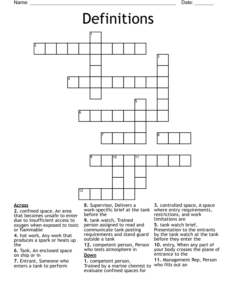 Definitions Crossword WordMint