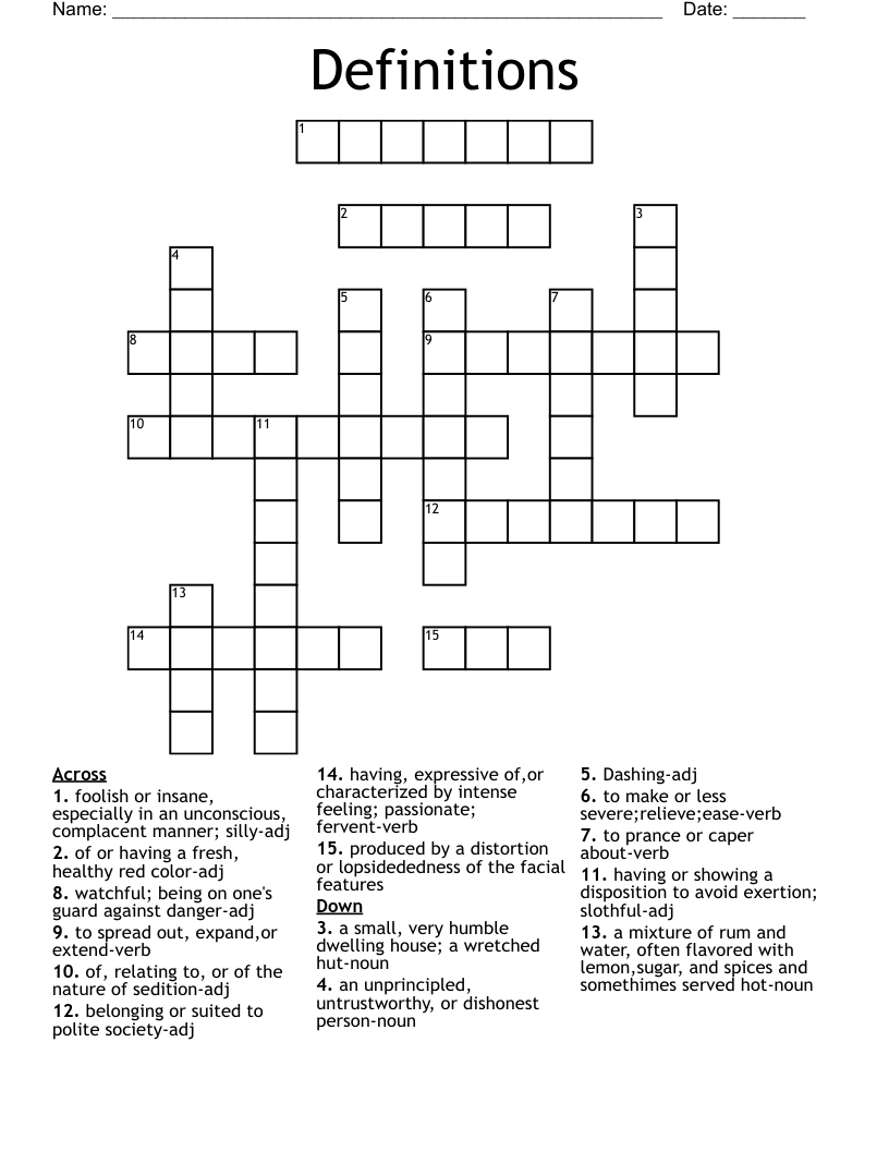 Johnny Tremain Vocabulary Chapter 23 Crossword WordMint