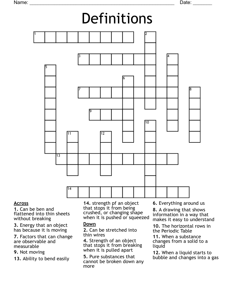 Definitions Crossword WordMint