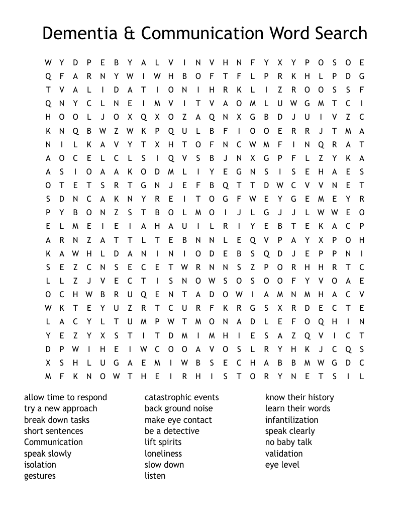 Dementia & Communication Word Search WordMint
