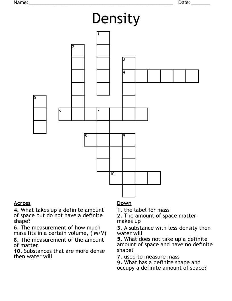Density Crossword WordMint