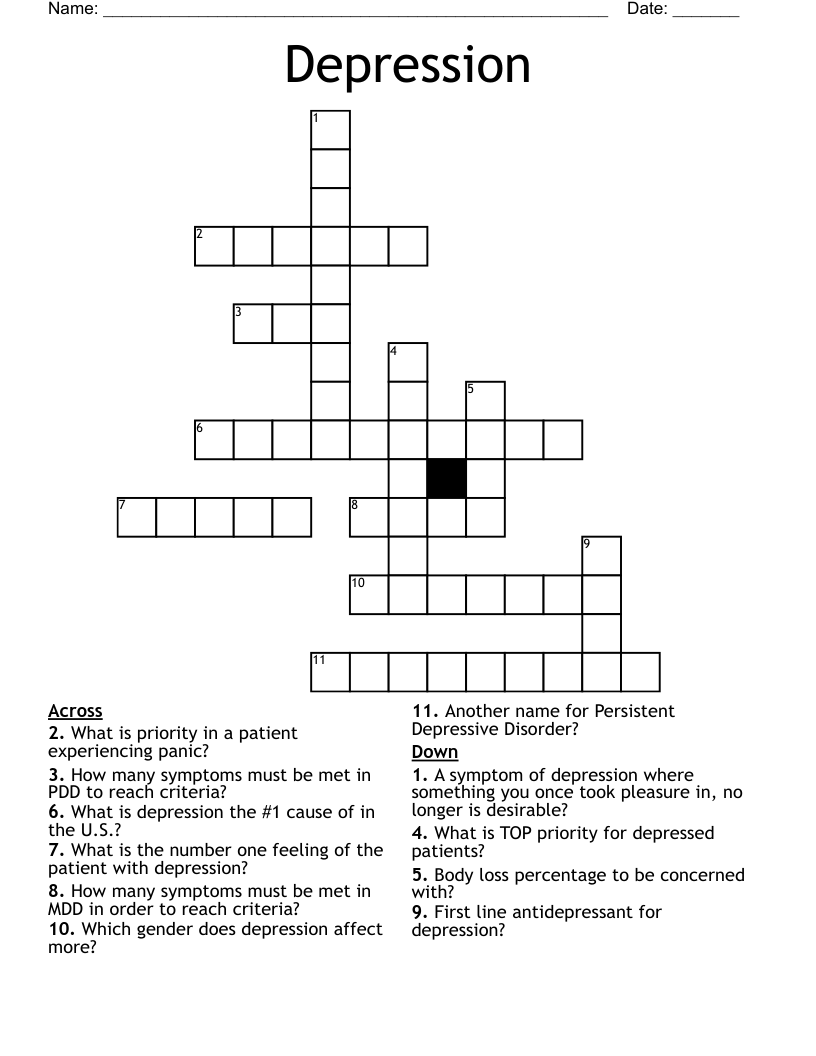 Depression Crossword WordMint