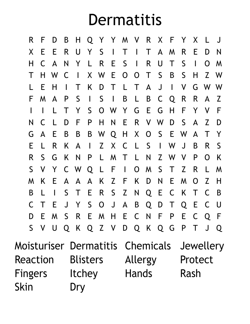 Dermatitis Word Search WordMint