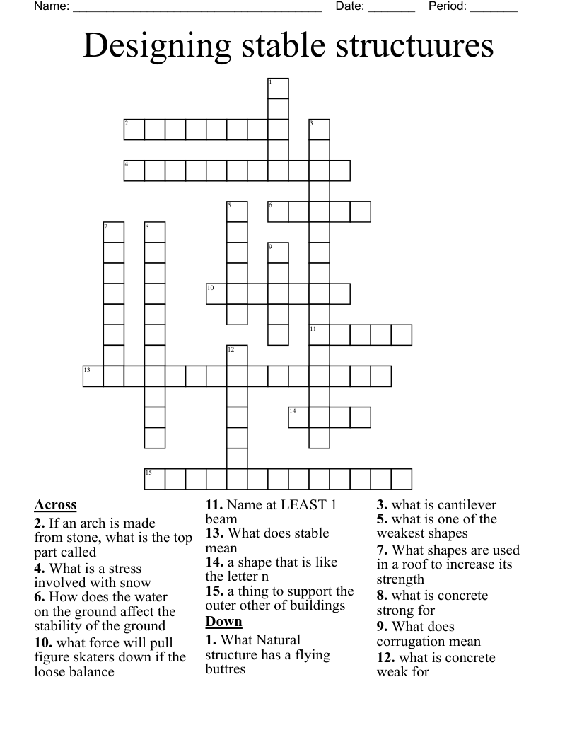 Designing stable structuures Crossword WordMint