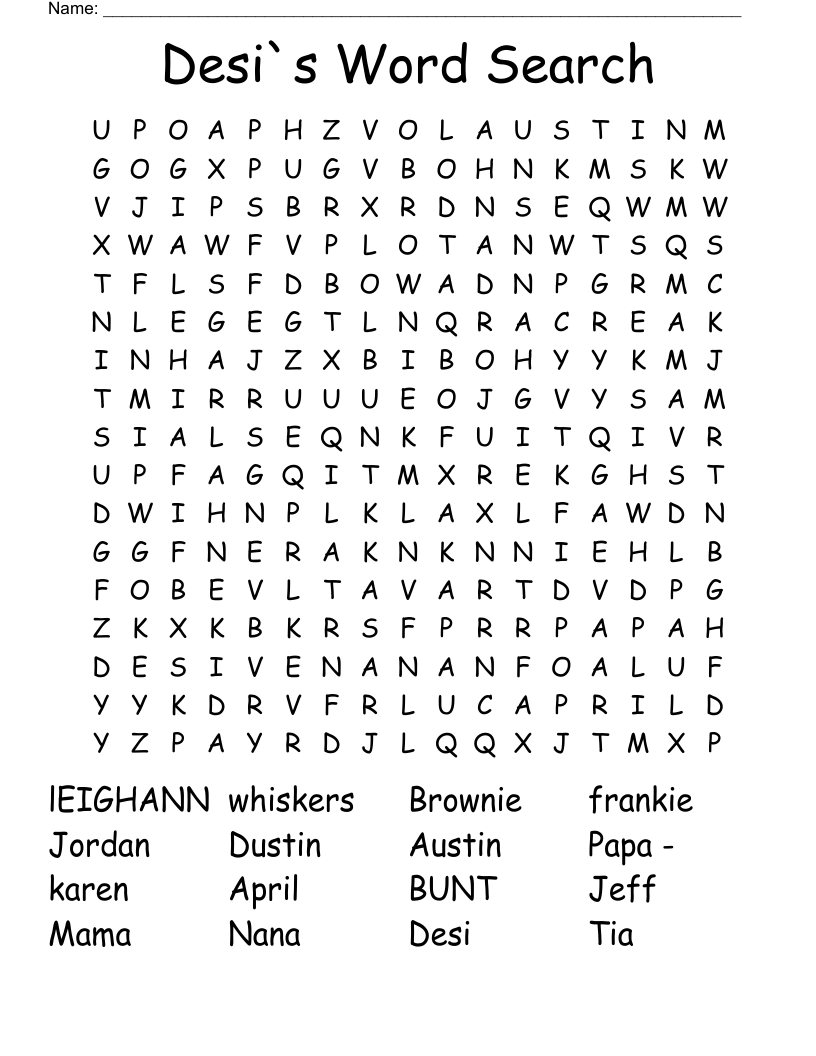 Desi`s Word Search WordMint
