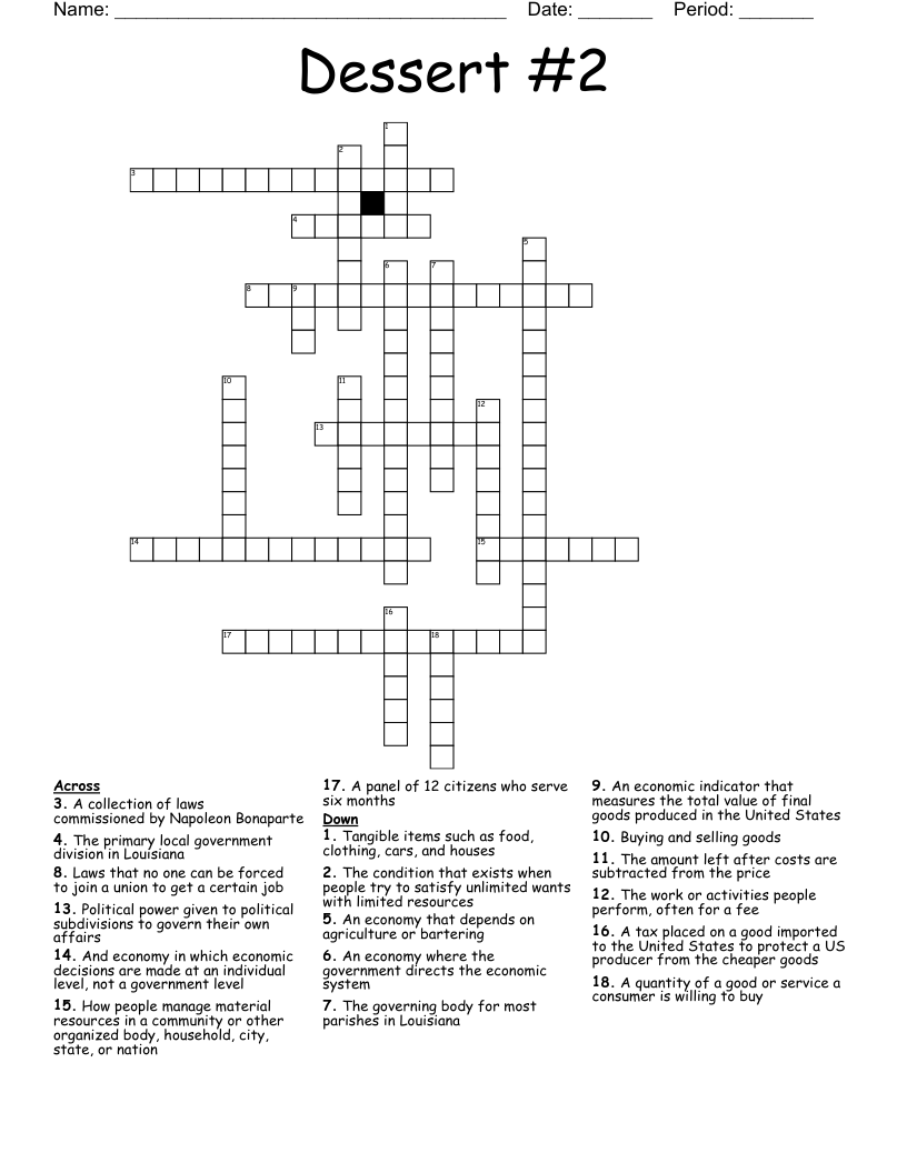 Dessert 2 Crossword WordMint