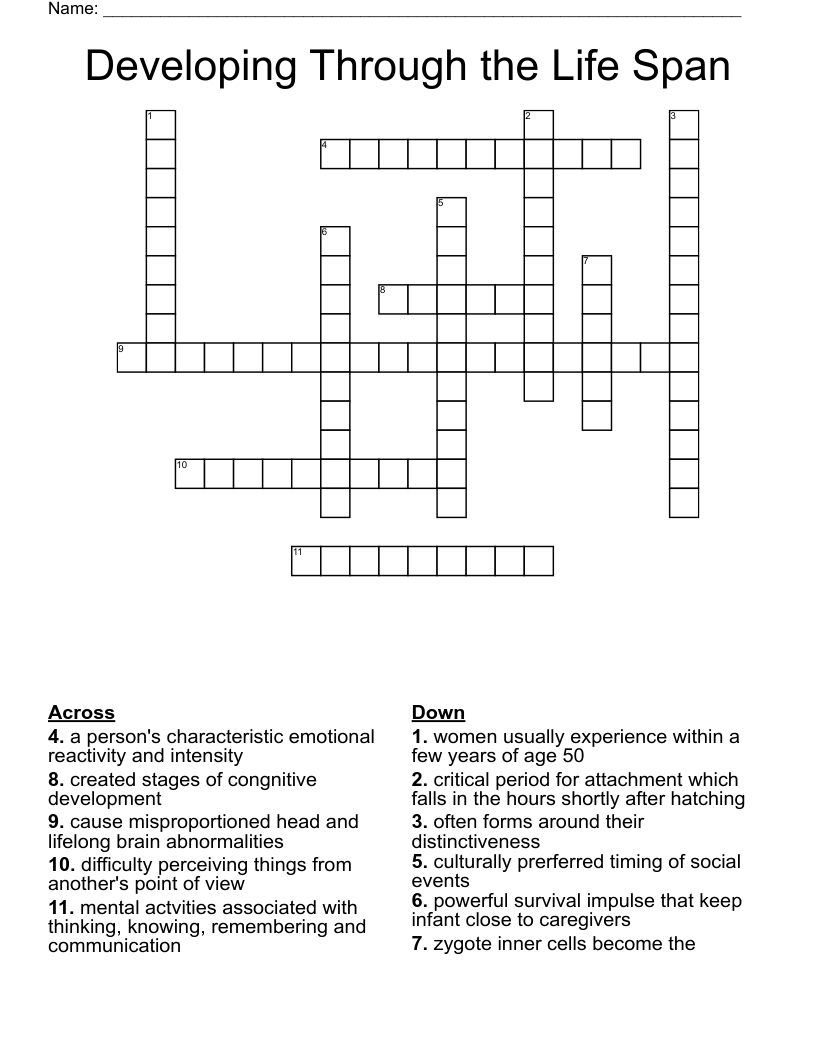 Developing Through the Life Span Crossword WordMint