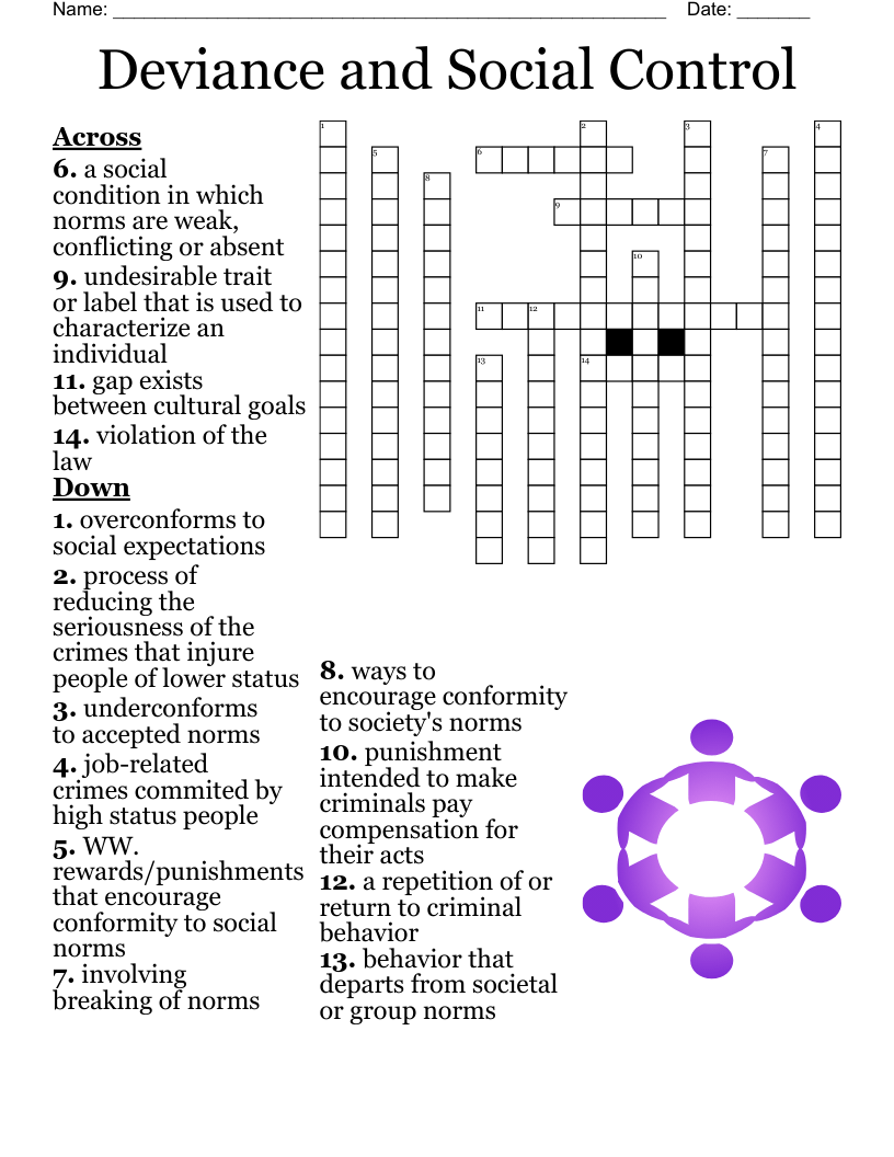 Deviance and Social control Crossword WordMint
