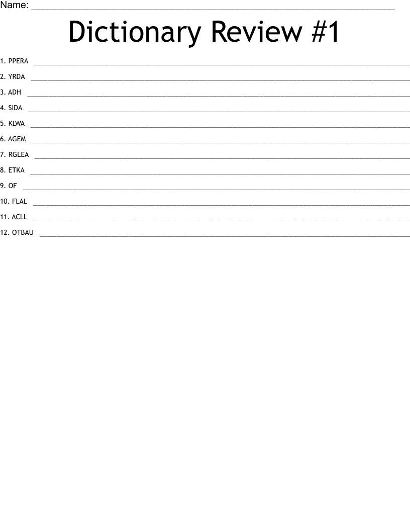 Dictionary Review 1 Word Scramble WordMint