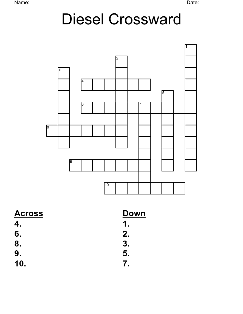 Diesel Crossward Crossword WordMint