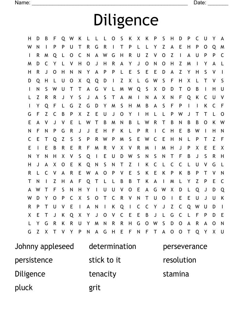 Diligence Word Search WordMint