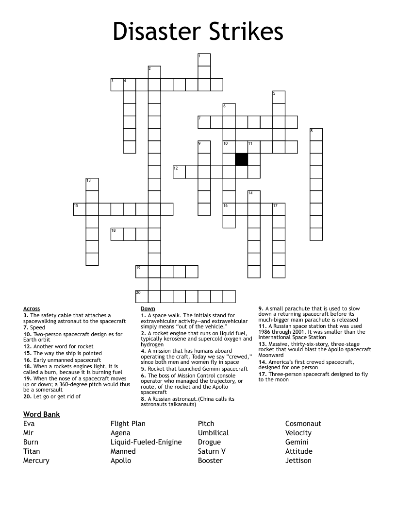 Disaster Strikes Crossword WordMint