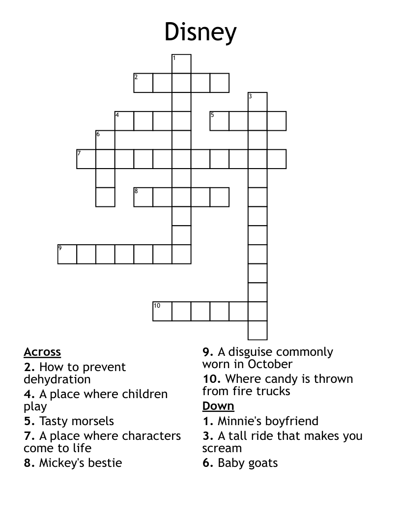 Adult Disney Crossword Puzzles Printables