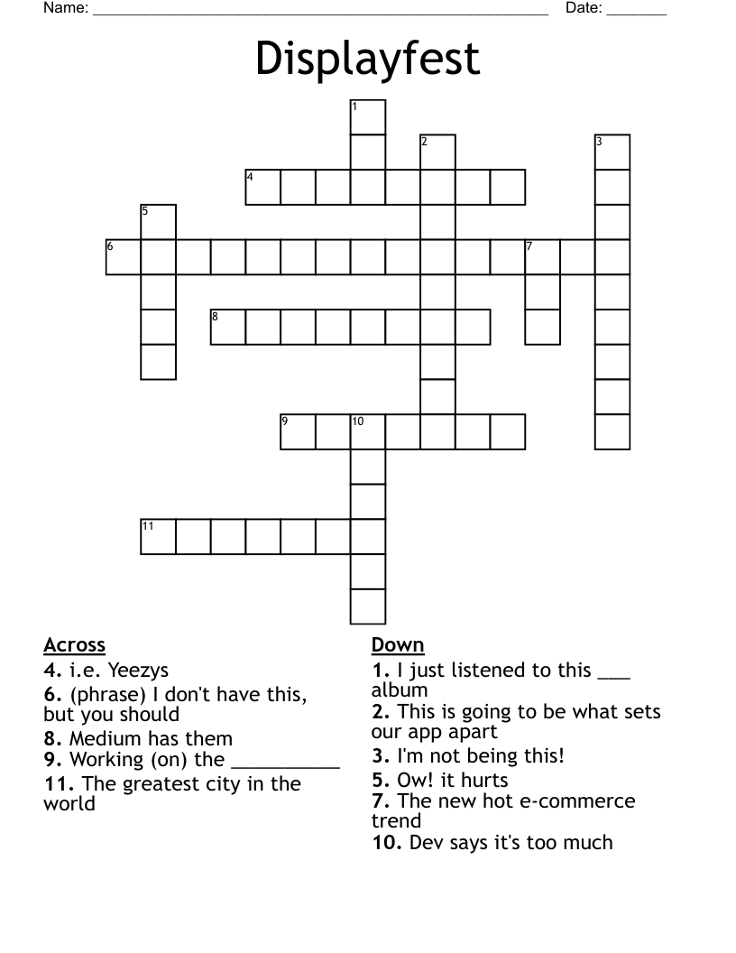Displayfest Crossword WordMint