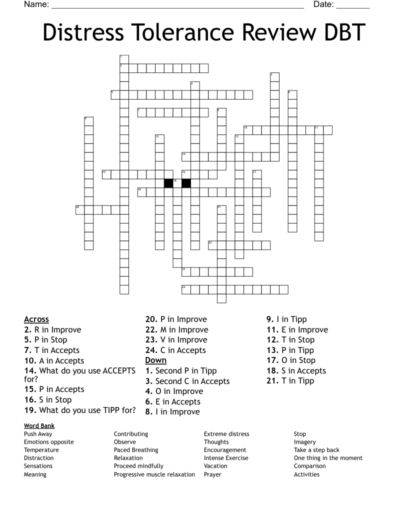 Similar to distress tolerance Word Search WordMint