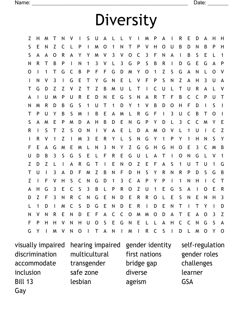 Diversity Word Search WordMint