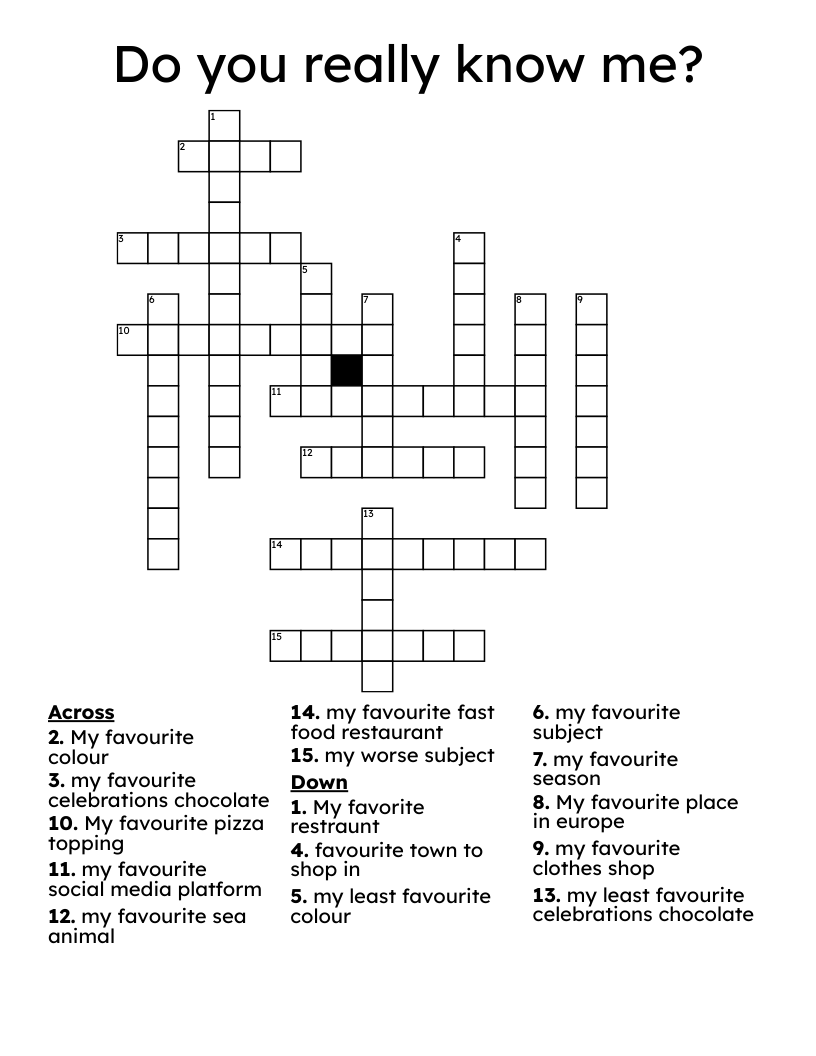 Do you really know me? Crossword WordMint