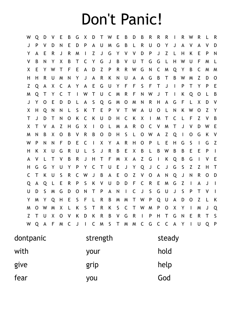 Don't Panic! Word Search WordMint