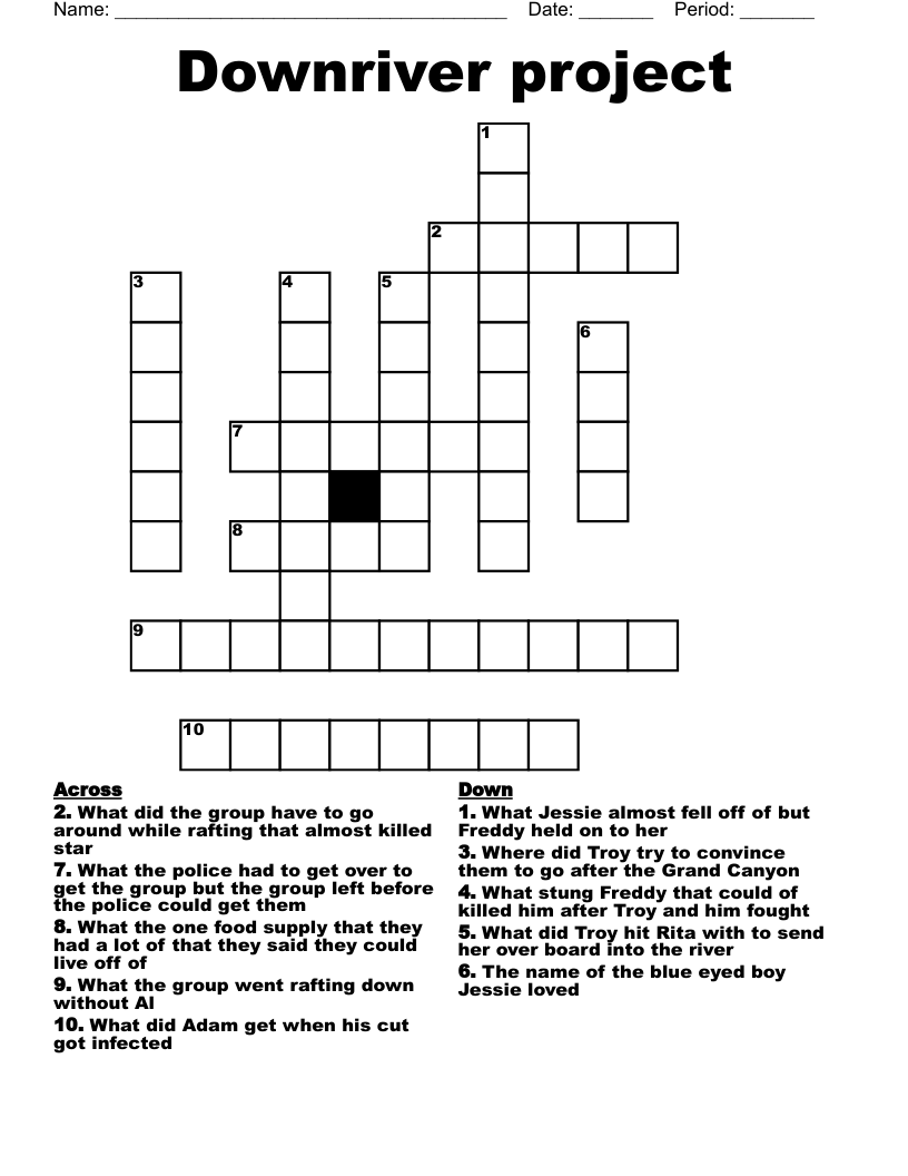 Downriver project Crossword WordMint