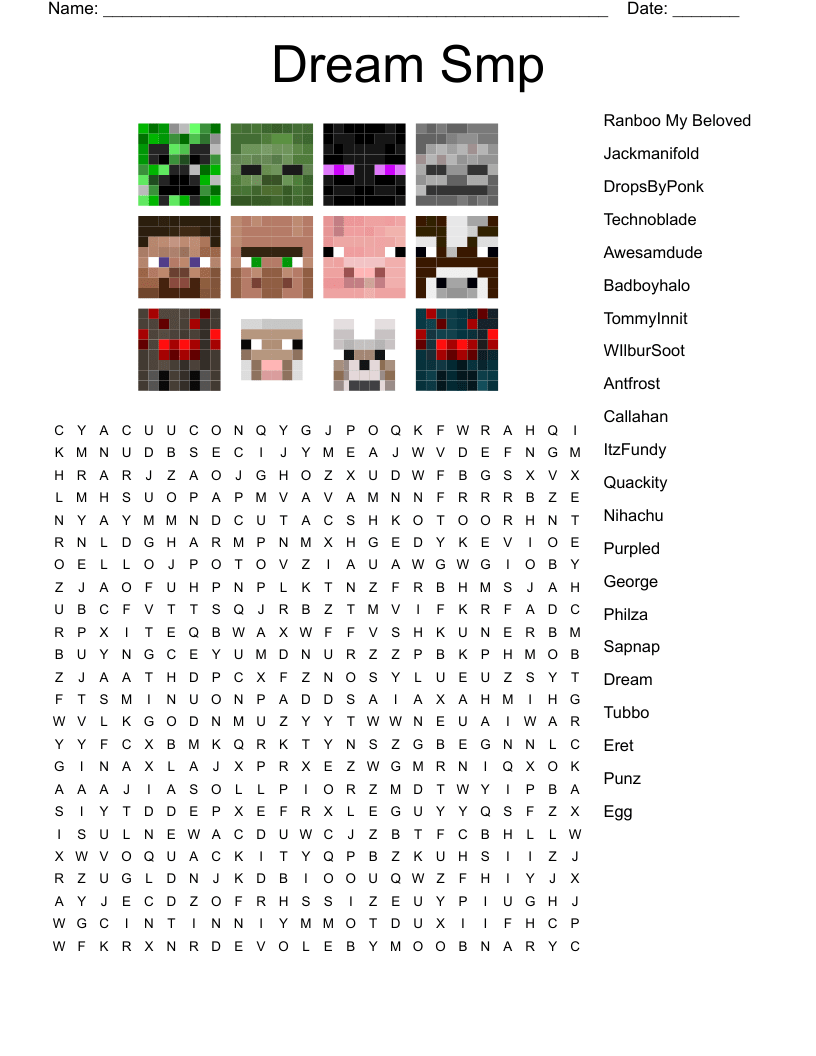 Dream Smp Crossword WordMint